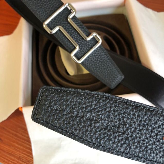 Hermes orignal togo leather reversible belt 32mm H077941 black