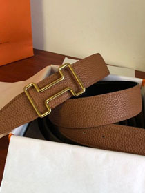 Hermes orignal togo leather reversible belt 32mm H077941 coffee
