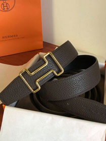 Hermes orignal togo leather reversible belt 32mm H077941 dark coffee