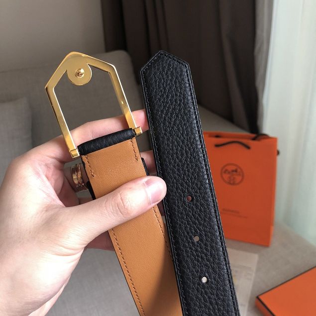 Hermes orignal togo leather reversible belt 32mm H077956 black