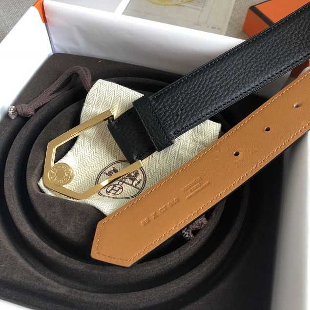 Hermes orignal togo leather reversible belt 32mm H077956 black