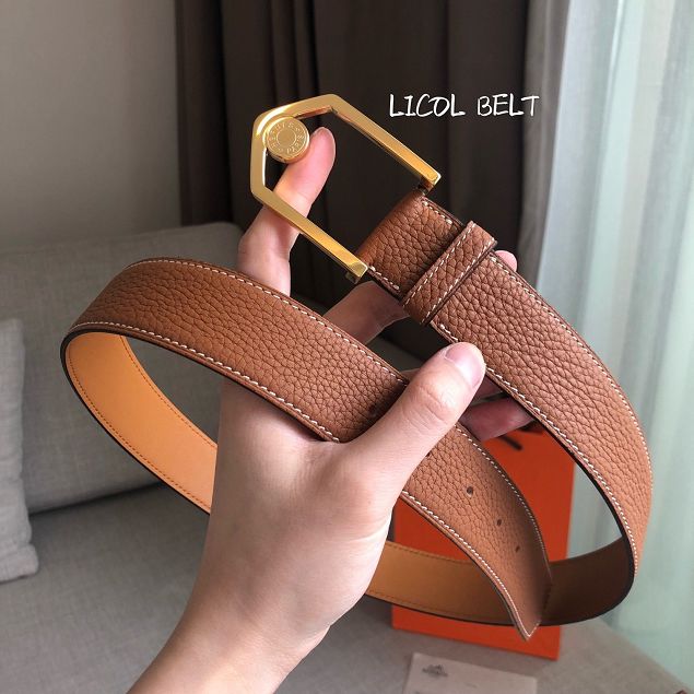 Hermes orignal togo leather reversible belt 32mm H077956 coffee