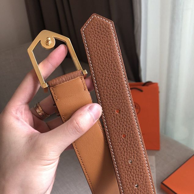 Hermes orignal togo leather reversible belt 32mm H077956 coffee