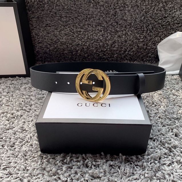 GG original calfskin belt with G buckle 370543 black