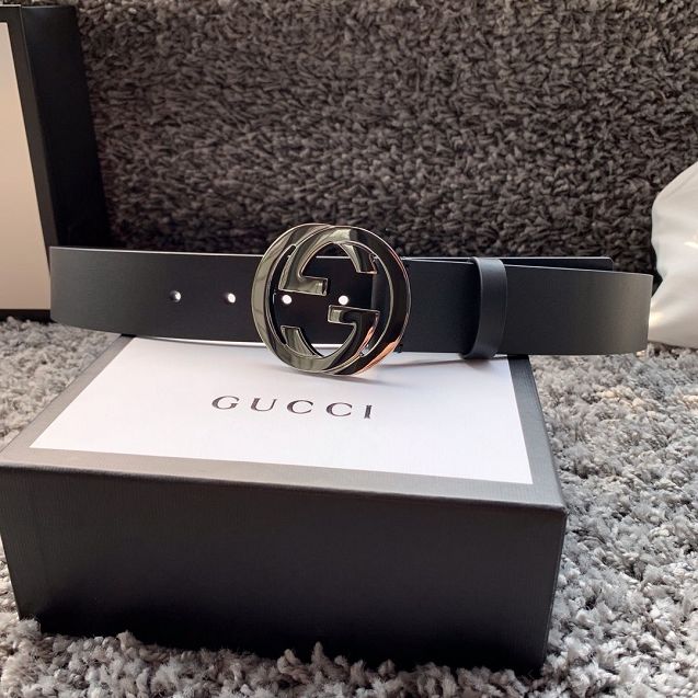 GG original calfskin belt with G buckle 370543 black