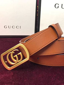 GG original calfskin framed double G buckle 30mm belt 575587 caramel