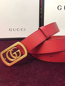 GG original calfskin framed double G buckle belt 575587 red