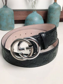 GG original signature calfskin 30mm belt 411925 black