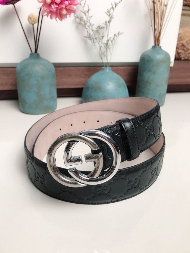 GG original signature calfskin 30mm belt 411925 black