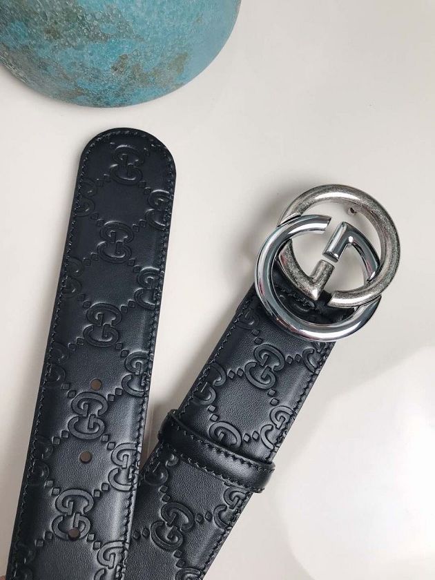 GG original signature calfskin 30mm belt 411925 black