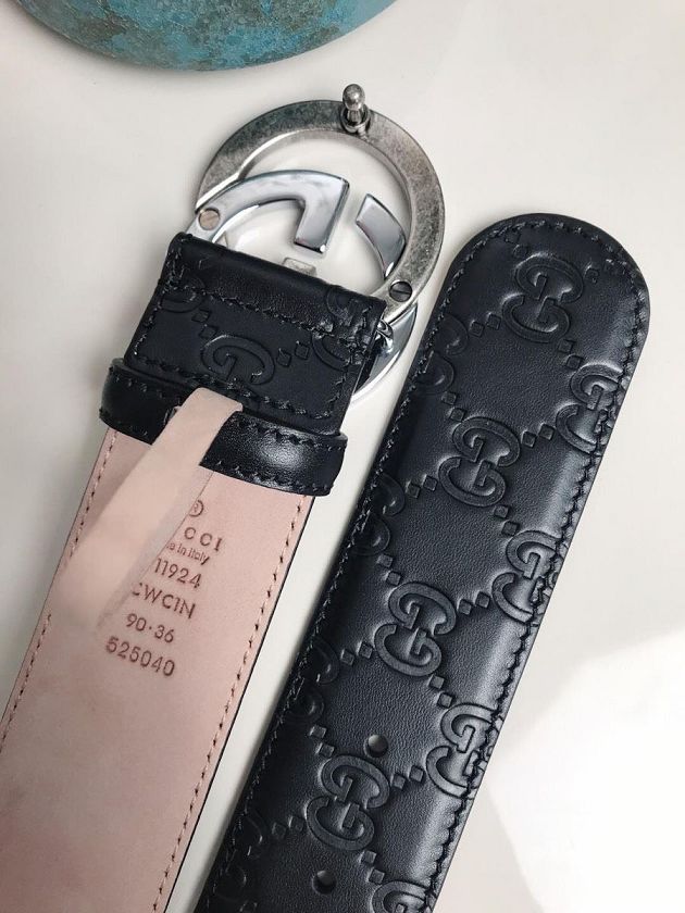 GG original signature calfskin 30mm belt 411925 black