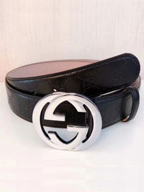 GG original signature calfskin 35mm belt 411926 black