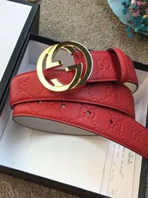 GG original signature calfskin 35mm belt 411926 red