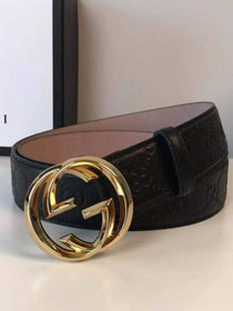 GG original signature calfskin 38mm belt 411927 black