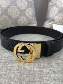 GG original signature calfskin belt 370543 black