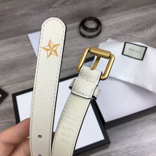 GG original calfskin bees 20mm belt 576178 white