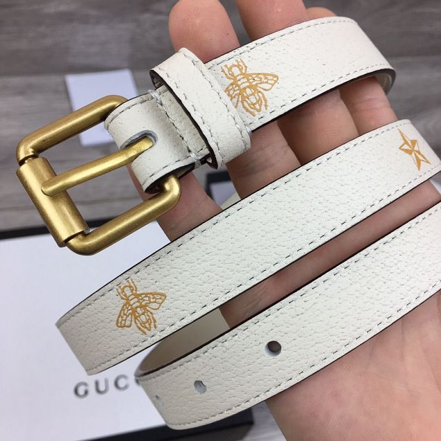 GG original calfskin bees 20mm belt 576178 white