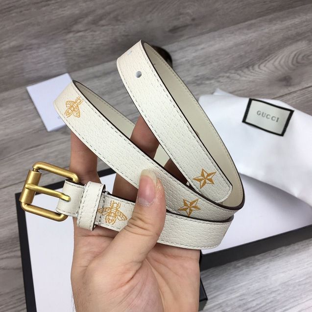 GG original calfskin bees 20mm belt 576178 white