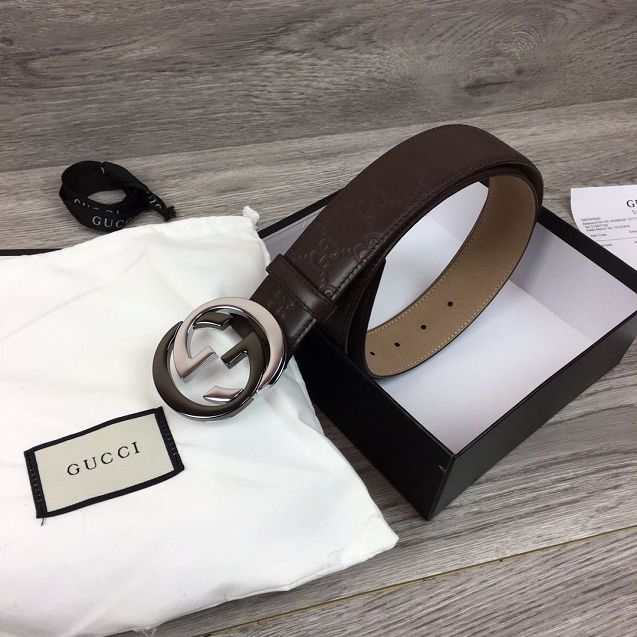 GG original calfskin bees 38mm belt 370543 brown