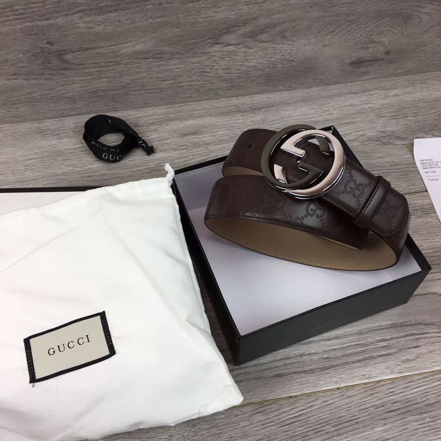 GG original calfskin bees 38mm belt 370543 brown
