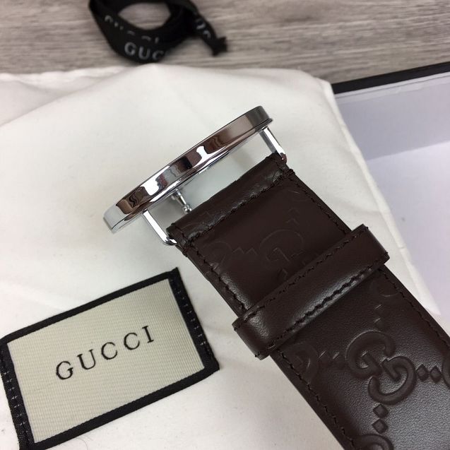 GG original calfskin bees 38mm belt 370543 brown