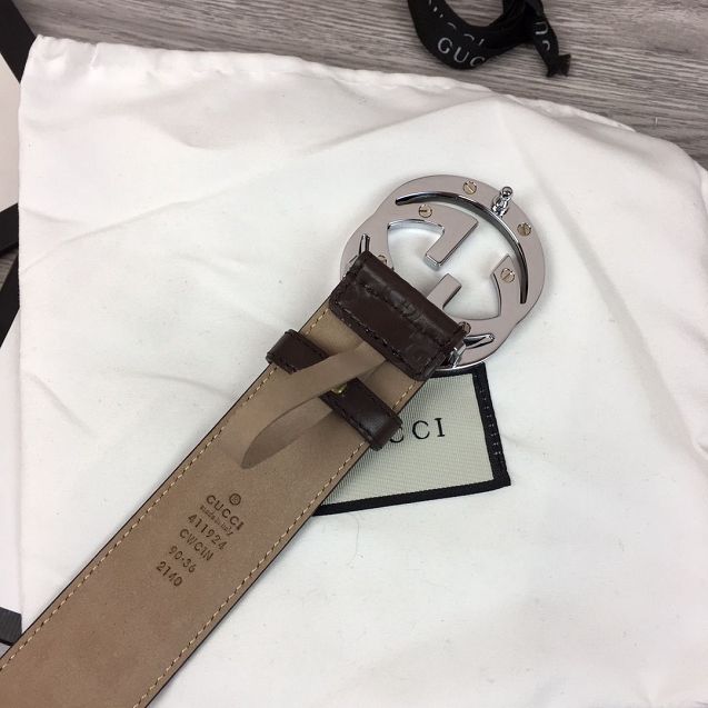 GG original calfskin bees 38mm belt 370543 brown