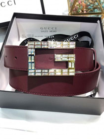 GG original calfskin square G buckle 35mm belt 550106 bordeaux