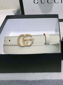 GG original calfskin torchon double G buckle 20mm belt 602071 white