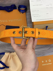 Louis vuitton monogram denim 35mm belt M0177U yellow