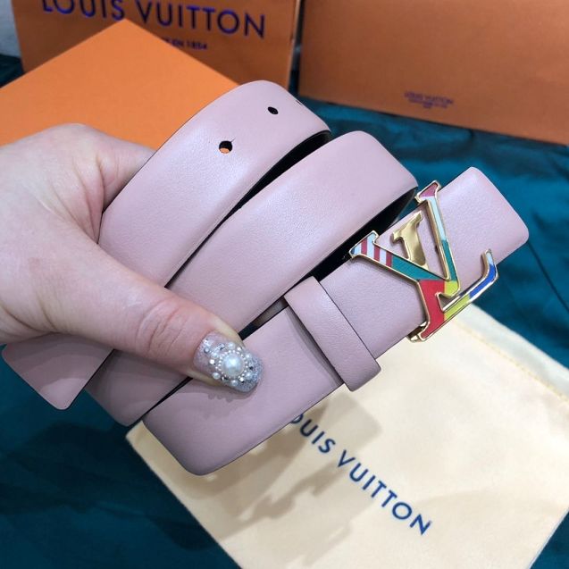 Louis vuitton original calfskin 30mm belt M0176 pink