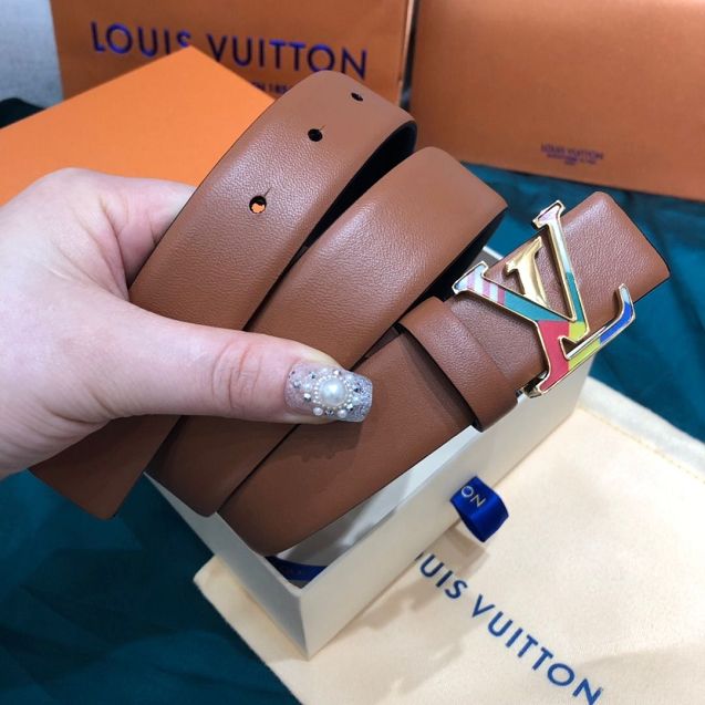 Louis vuitton original calfskin 30mm belt M0176 pink
