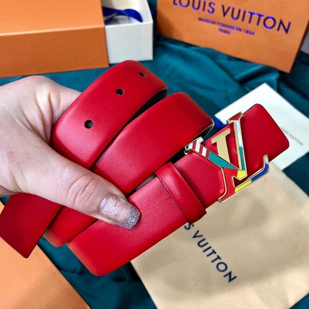 Louis vuitton original calfskin 30mm belt M0176 pink