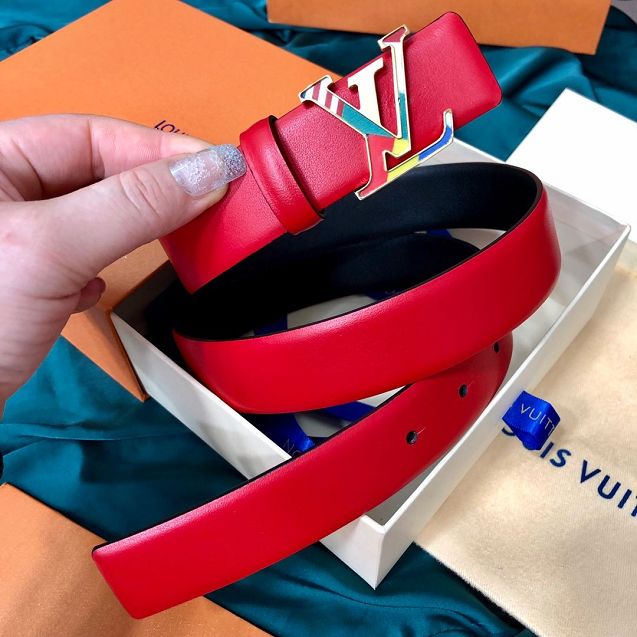 Louis vuitton original calfskin 30mm belt M0176 pink