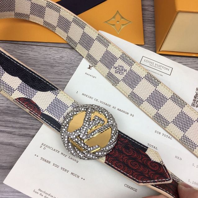 Louis vuitton original damier azur 35mm belt M0168 