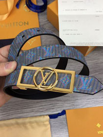 Louis vuitton original monogram 25mm belt M0173 blue