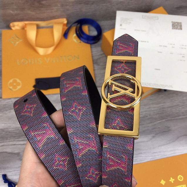 Louis vuitton original monogram 25mm belt M0173 red