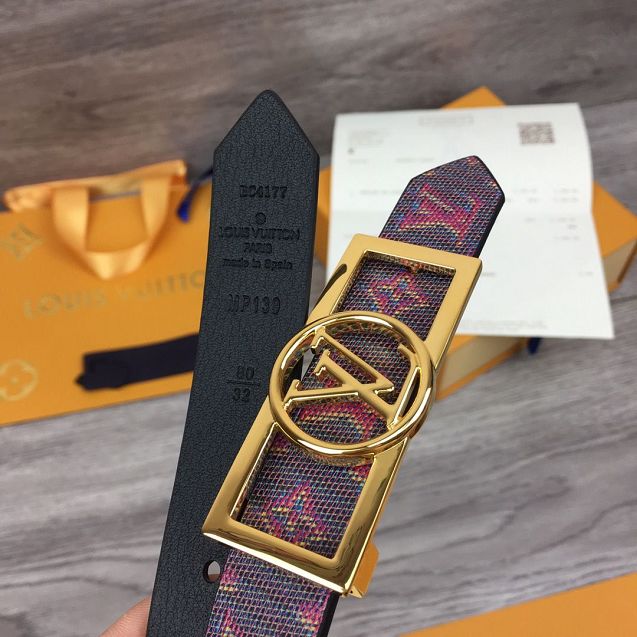 Louis vuitton original monogram 25mm belt M0173 red