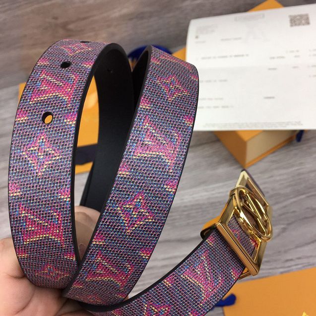 Louis vuitton original monogram 25mm belt M0173 red