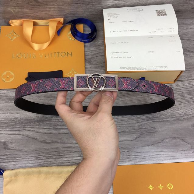 Louis vuitton original monogram 25mm belt M0173 red