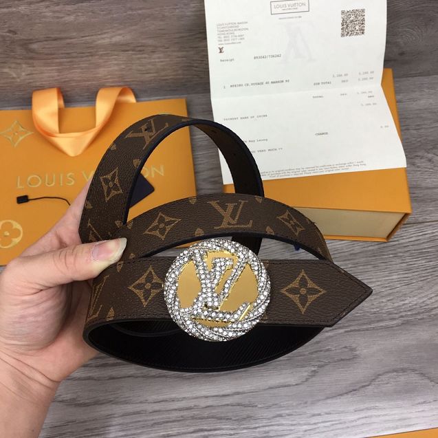 Louis vuitton original monogram 35mm belt M0168 black