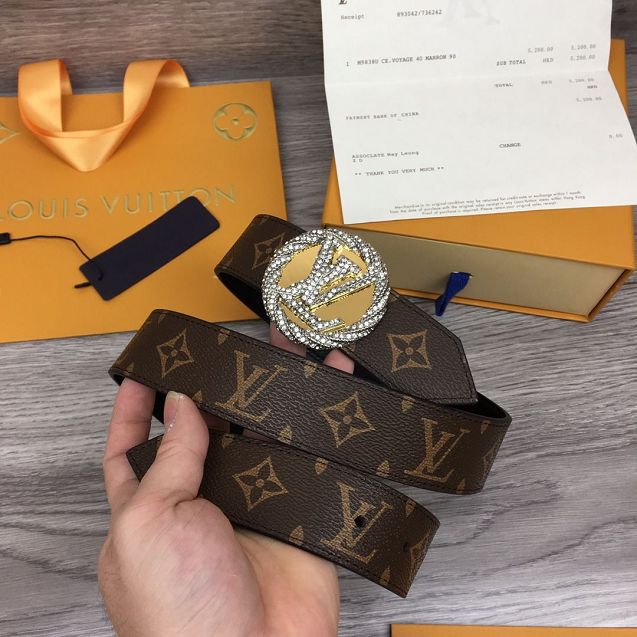Louis vuitton original monogram 35mm belt M0168 black