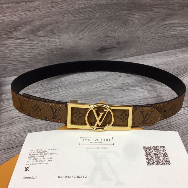 Louis vuitton original monogram reverse 25mm belt M0188 