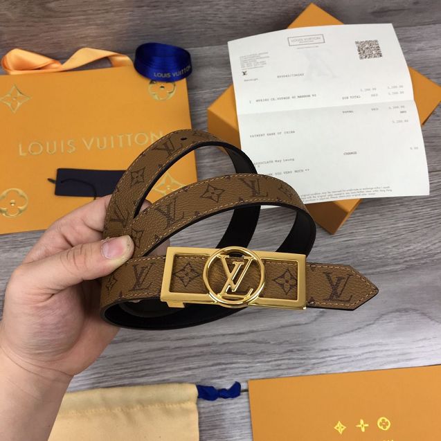 Louis vuitton original monogram reverse 25mm belt M0188 