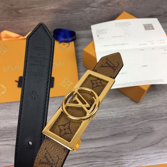 Louis vuitton original monogram reverse 25mm belt M0188 