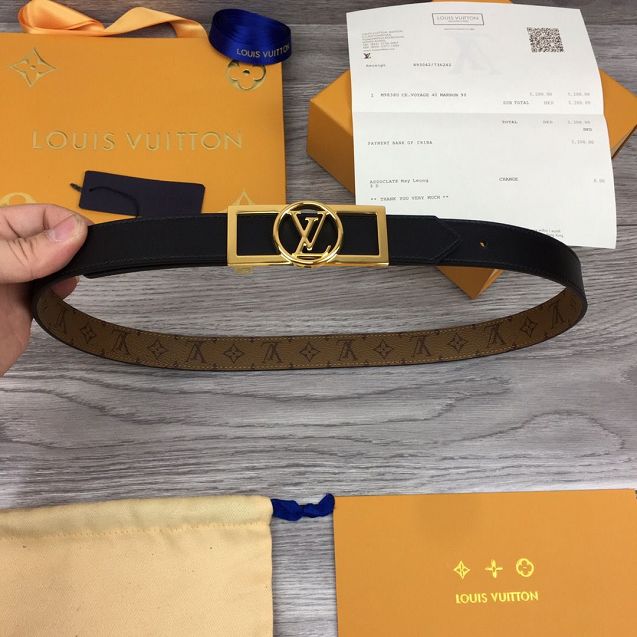 Louis vuitton original monogram reverse 25mm belt M0188 