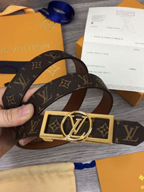 Louis vuitton original monogram reverse 25mm belt M0189 