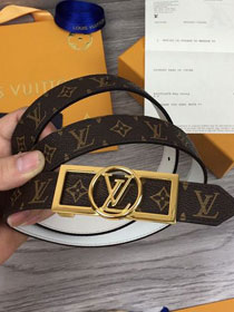 Louis vuitton original monogram reverse 25mm belt M0189 white