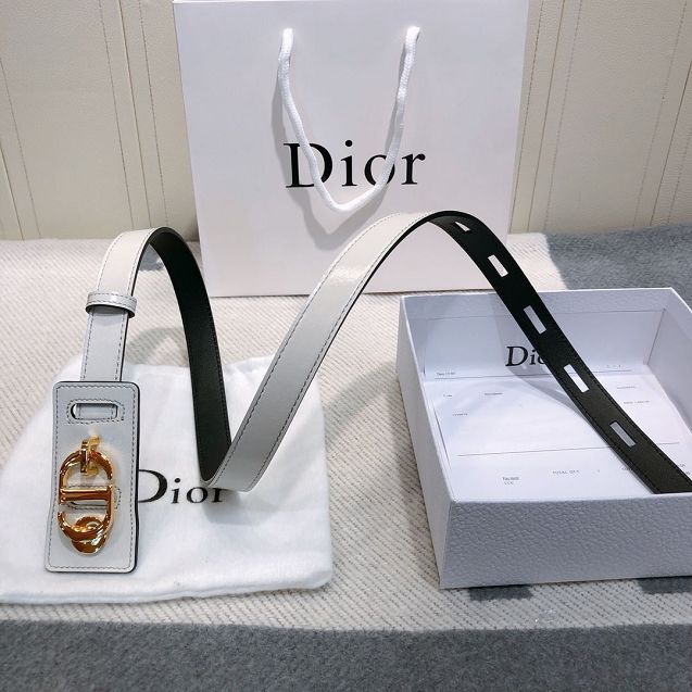Dior original aged calfskin 20mm belt DR0011 white