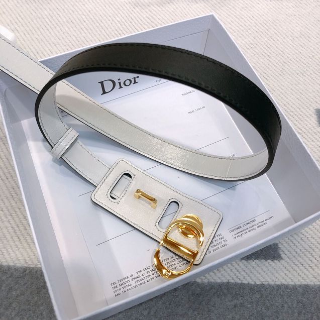 Dior original aged calfskin 20mm belt DR0011 white