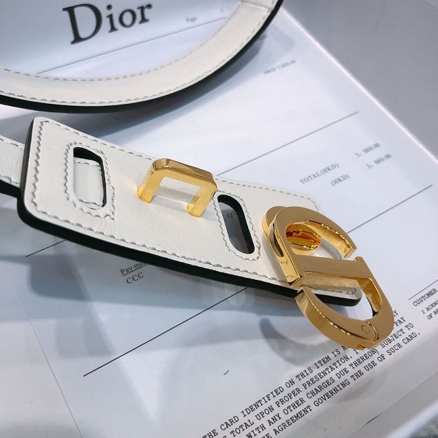 Dior original aged calfskin 20mm belt DR0011 white